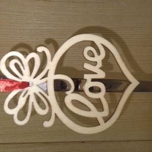 Love Bememo Wooden Christmas Ornament 3.82 x 2.83 x 0.12 inches w Red ribbon